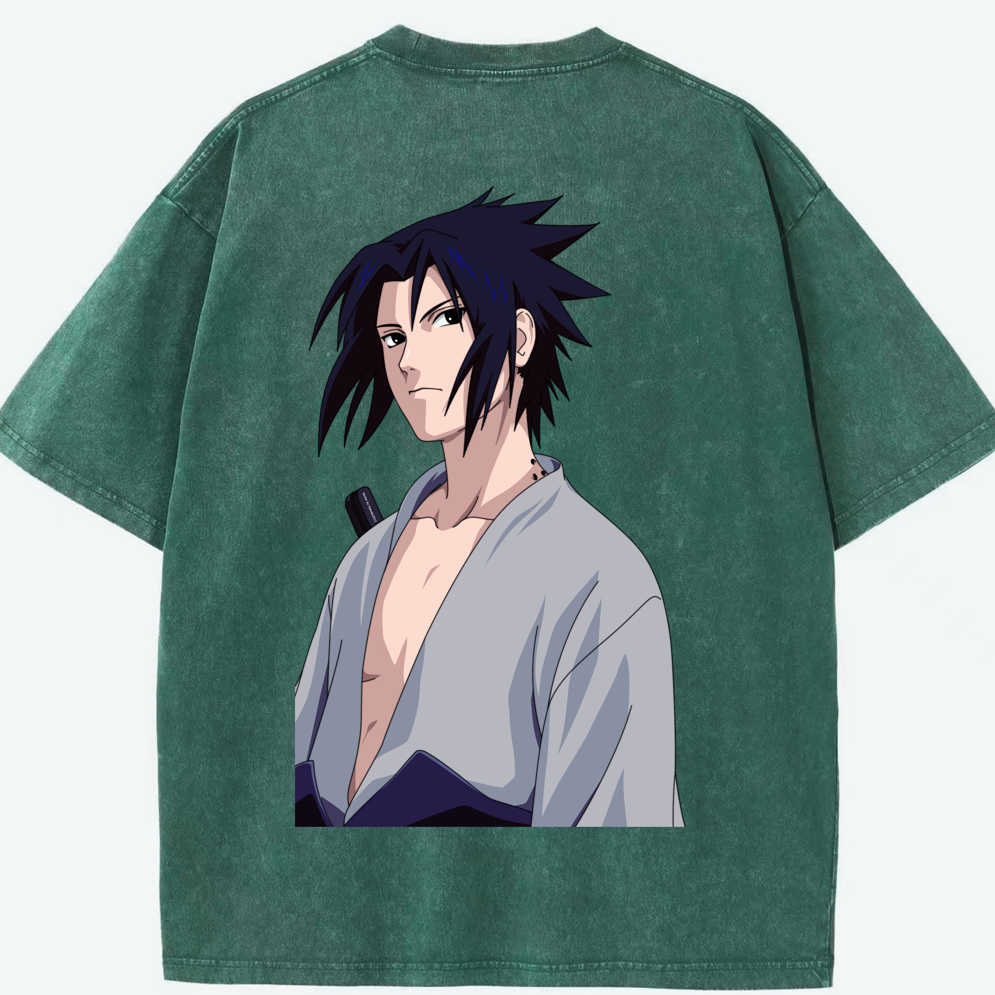 （画像用） NARUTO -ナルト- うちは サスケ Uchiha Sasuke 綿100% ヴィンテージ風 半袖Tシャツ（背面プリント）